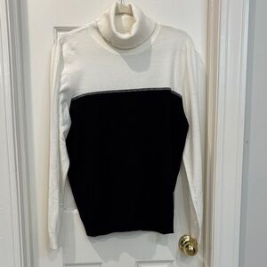 Calvin Klein Black and Cream Turtleneck Sweater